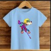 Çocuk Mavi Pamuklu Baskili T-shirt